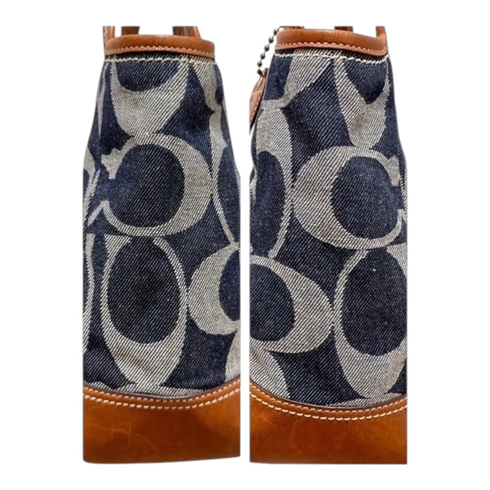 Coach Ergo Signature‎ Denim Leather Hobo Shoulder Bag Blue Brown Y2K 12751 - Picture 6 of 9